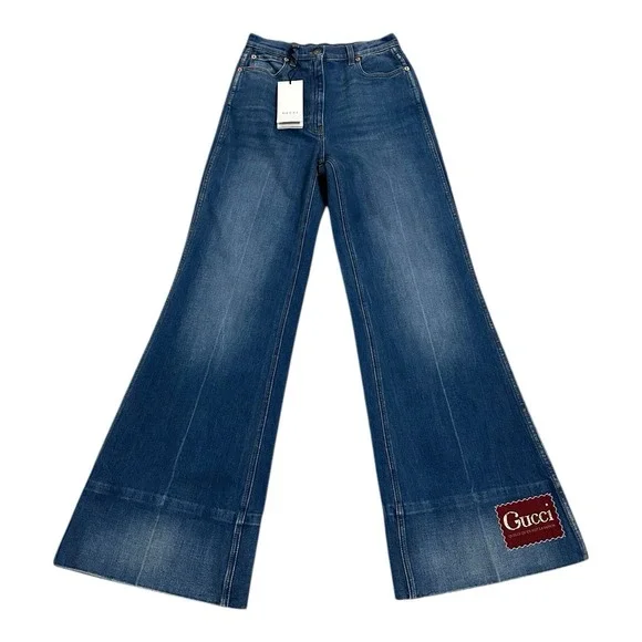 Gucci | Jeans | Gucci Wide Leg Flare Jeans Women Sz 23x32 Blue